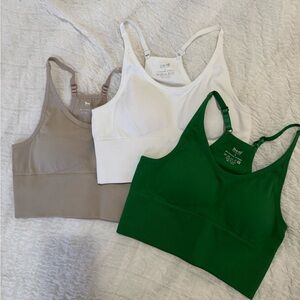 Bundle of Sports Bras - White, Green, Tan
